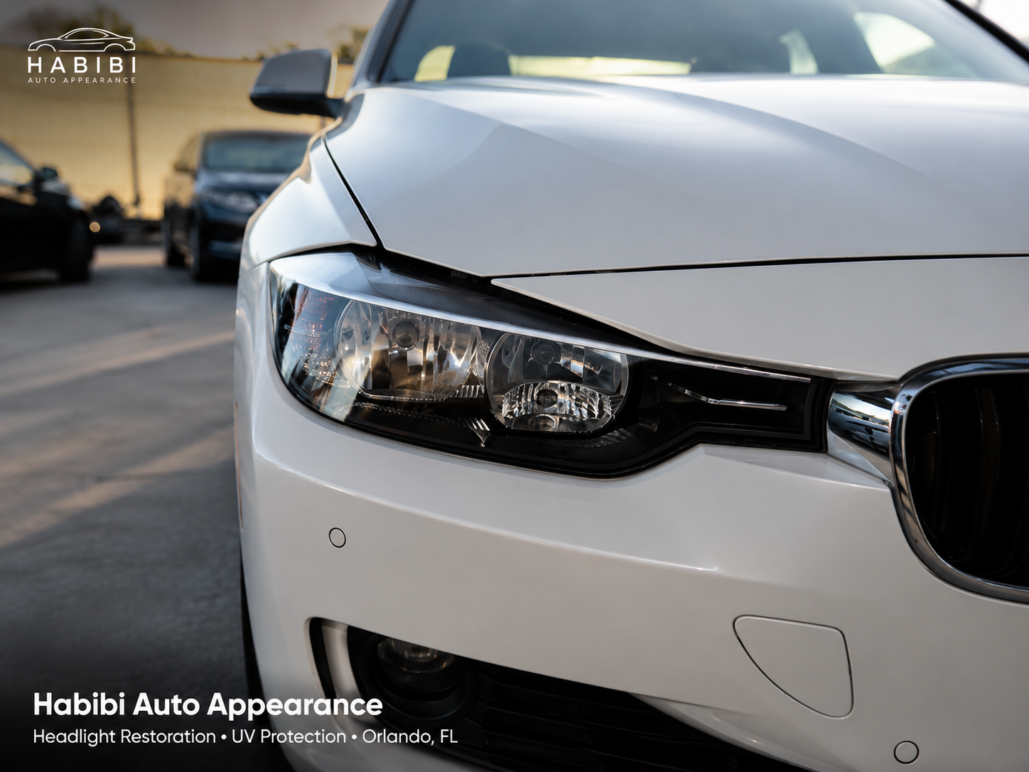Restored headlight with UV-protective finish